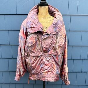 Vintage Style Women's pullover purple Jacket in Multicolor oversized pink blue